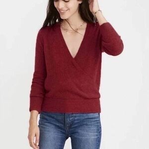 Madewell Wrap Front V-Neck Cozy Knit Sweater